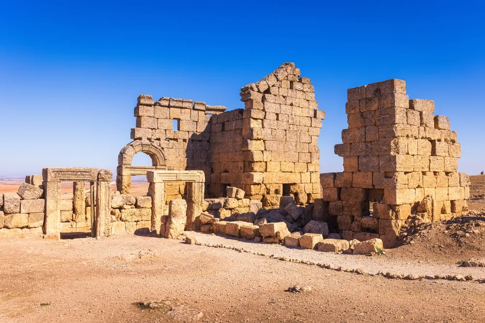 Zerzevan Castle, a ruined Eastern Roman castle, a former important military base, in Diyarbakır Province, southeastern Turkey.
