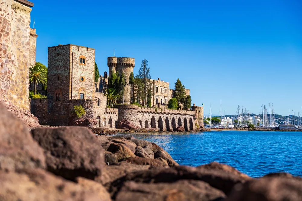 La Napoule Castle from the seaside in Mandelieu-la-Napoule