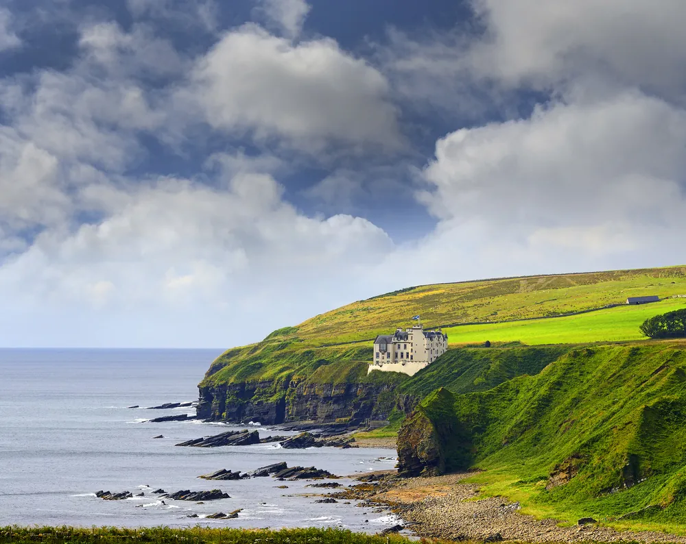 Dunbeath Castle is located on the east coast of Caithness, 2 kilometres (1.2 mi) south of Dunbeath, in northern Scotland.