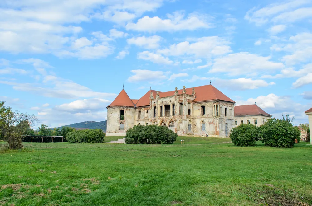 The ruins of Banffy Castle in Bontida.Transylvania, Cluj, Romania