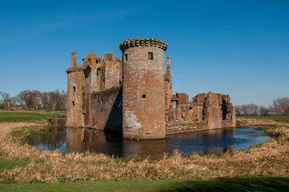 Caerlaverock Castle in winter sunshine