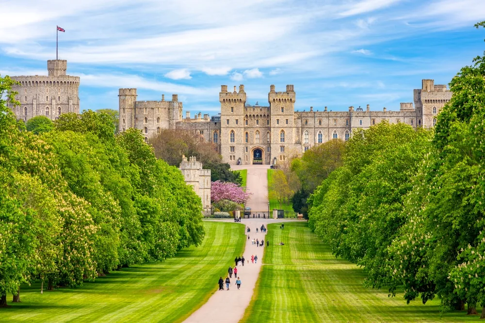 Windsor, UK - 25 April 2024: Long walk to Windsor castle in spring