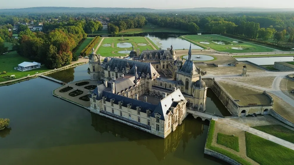 drone photo Chantilly castle France Europe