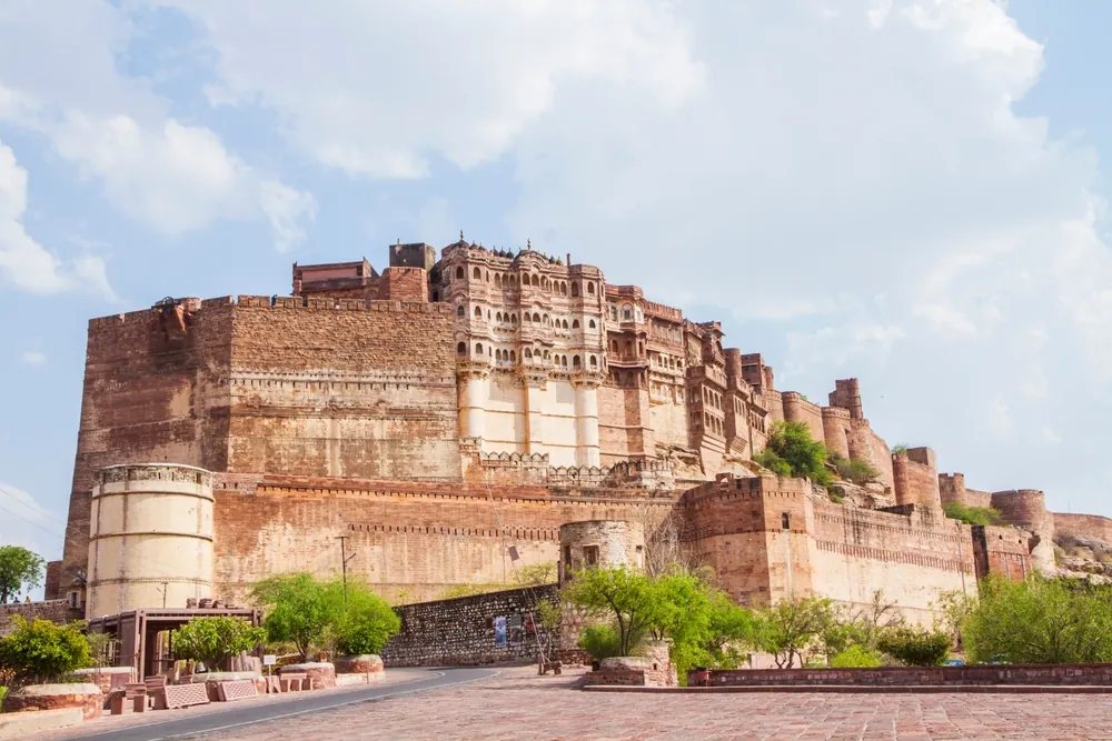 Majestic Mehrangarh fort overlooking the blue city of Jodhpur Rajasthan, India.