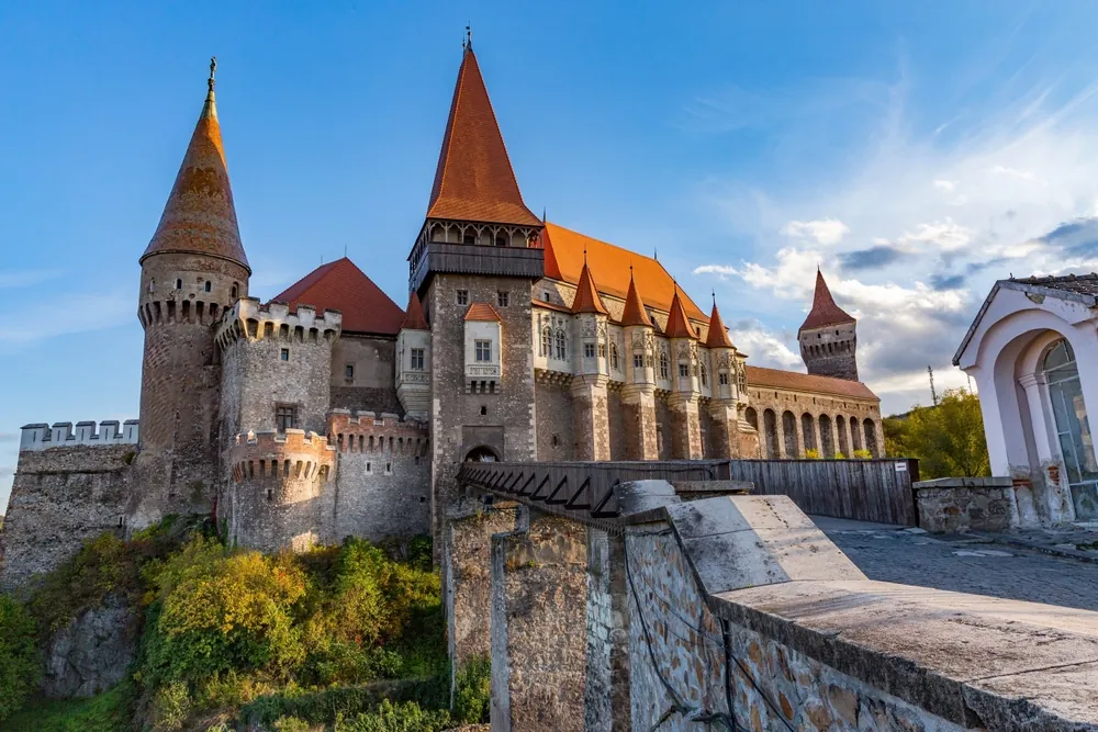 Europe, Romania, Hunedoara. Corvin Castle, Gothic-Renaissance castle, one of the largest castles in Europe.