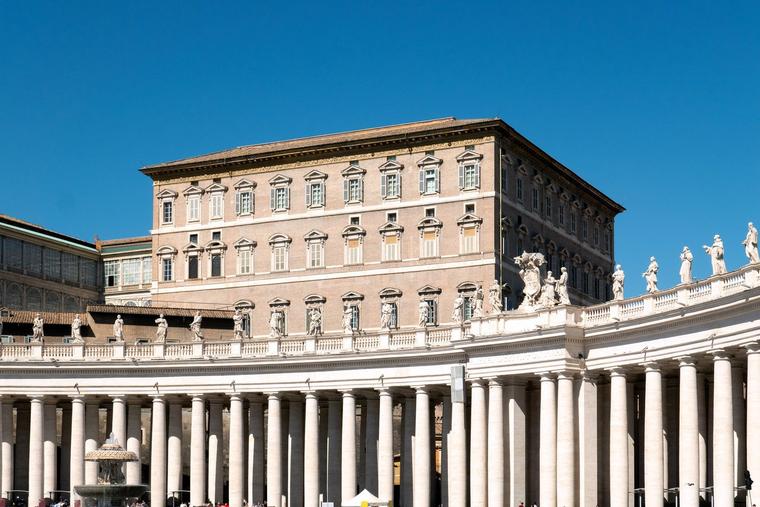 The Apostolic Palace in Vatican City, official residence of the Pope, with St Peter's Basilica