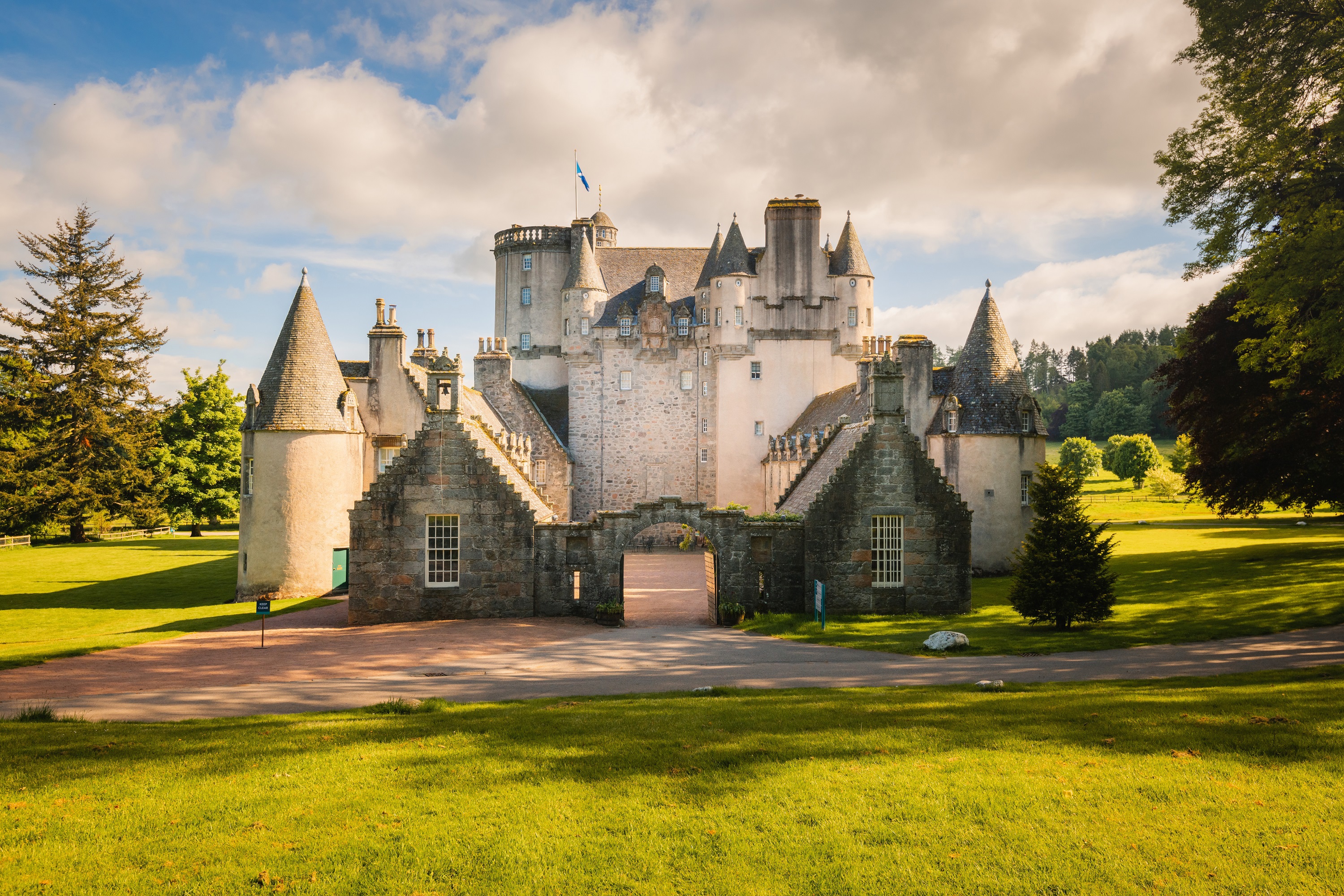 Castle Fraser in the Don Valley, the great Z-plan Scottish Renaissance tower house of the Fraser family, castles near Aberdeen
