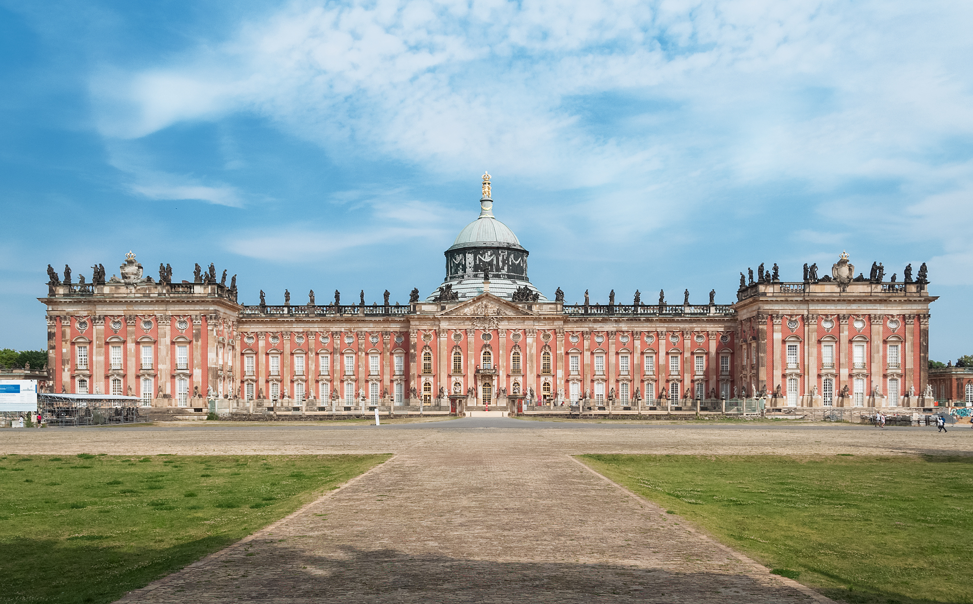Neues Palais in Sanssouci Park, the late-baroque royal residence built by Frederick the Great after the Seven Years War, castles near Berlin