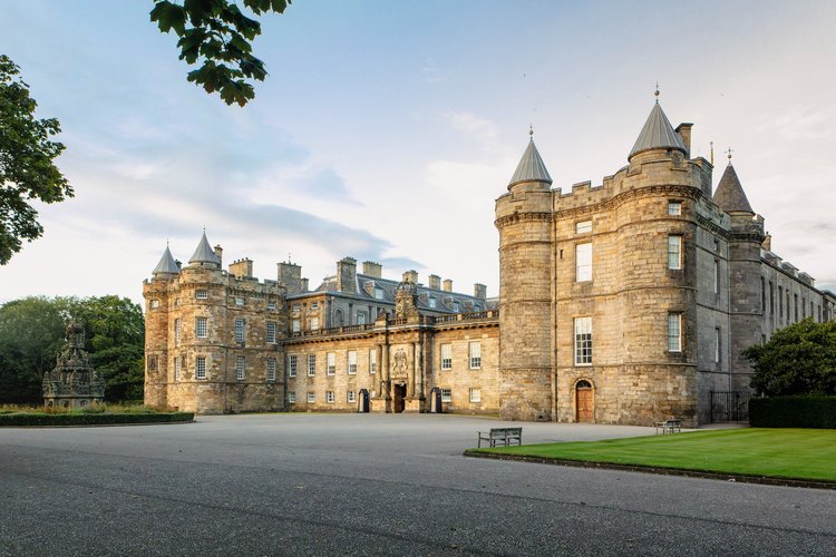 Palace of Holyroodhouse at the foot of the Royal Mile, the King's official residence in Scotland and Mary Queen of Scots' former home, castles near Edinburgh