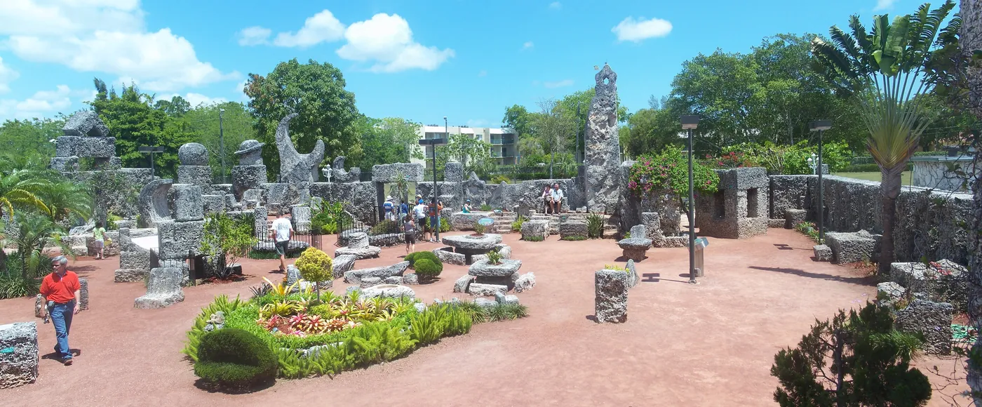 Carved coral-rock walls and towers at Coral Castle, Florida