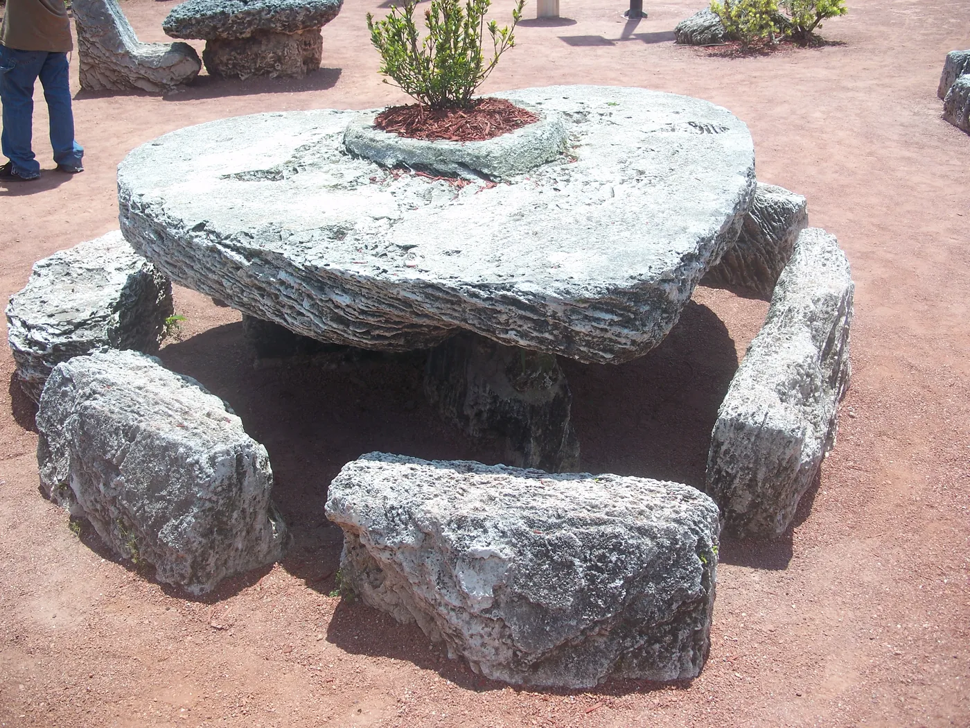 The heart-shaped stone table at Coral Castle, Leedskalnin's monument to a lost love