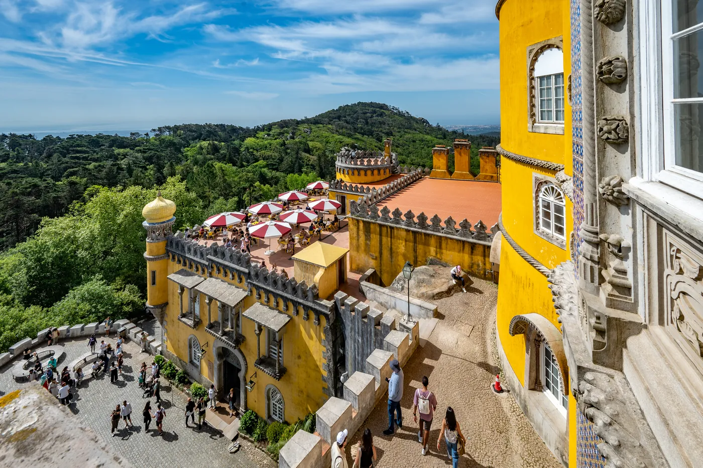 The colourful Pena Palace in Sintra, a fairytale castle in Portugal