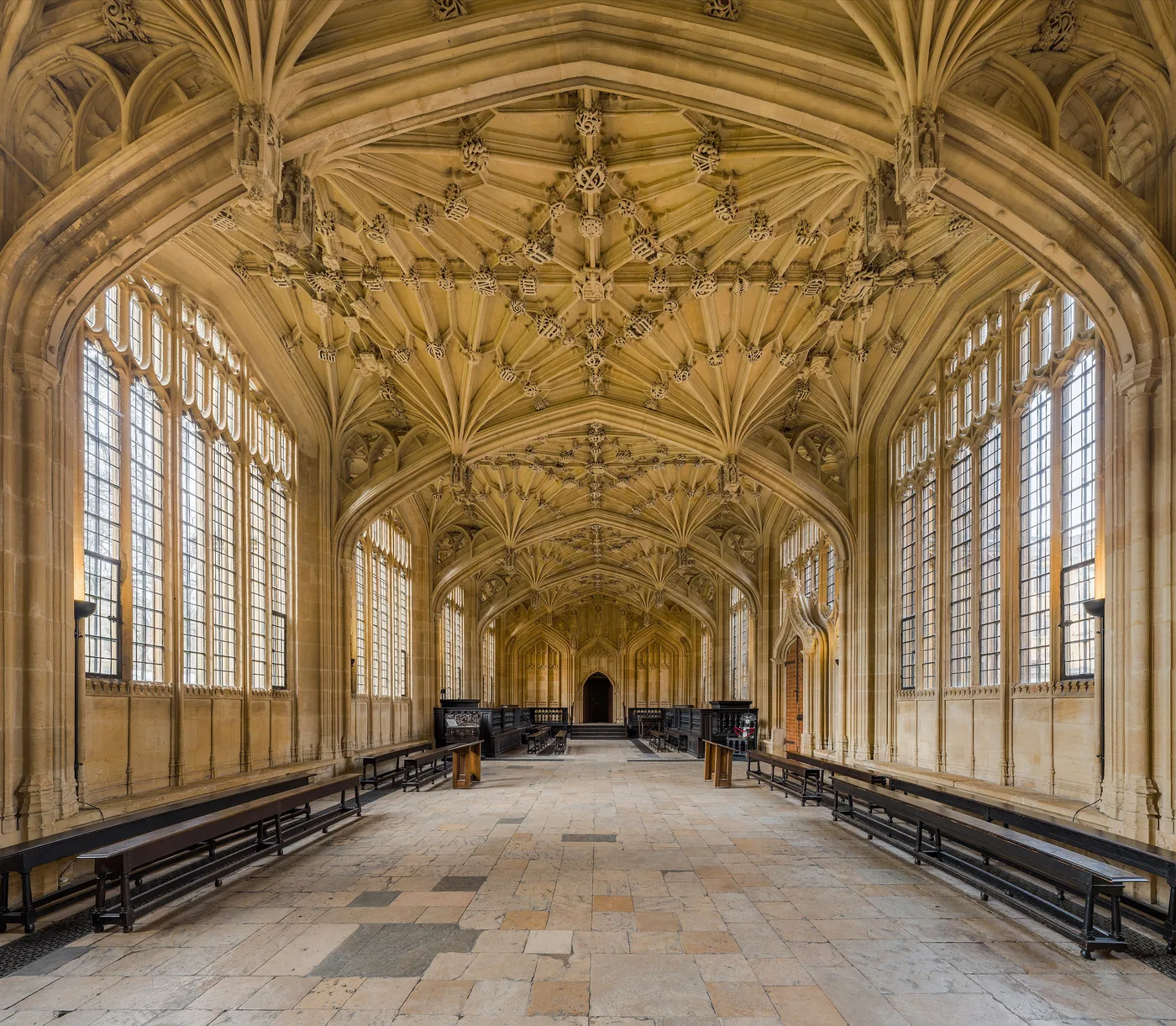 The Divinity School at the Bodleian Library, Oxford, the Hogwarts hospital wing in the Harry Potter films
