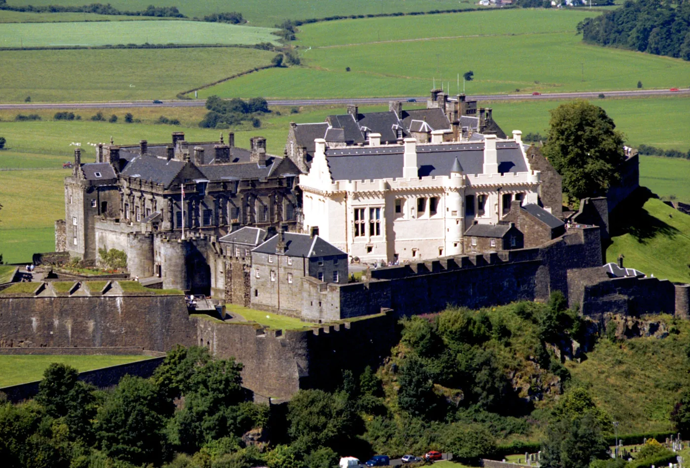 Stirling Castle above the River Forth, one of the grandest royal castles in Scotland