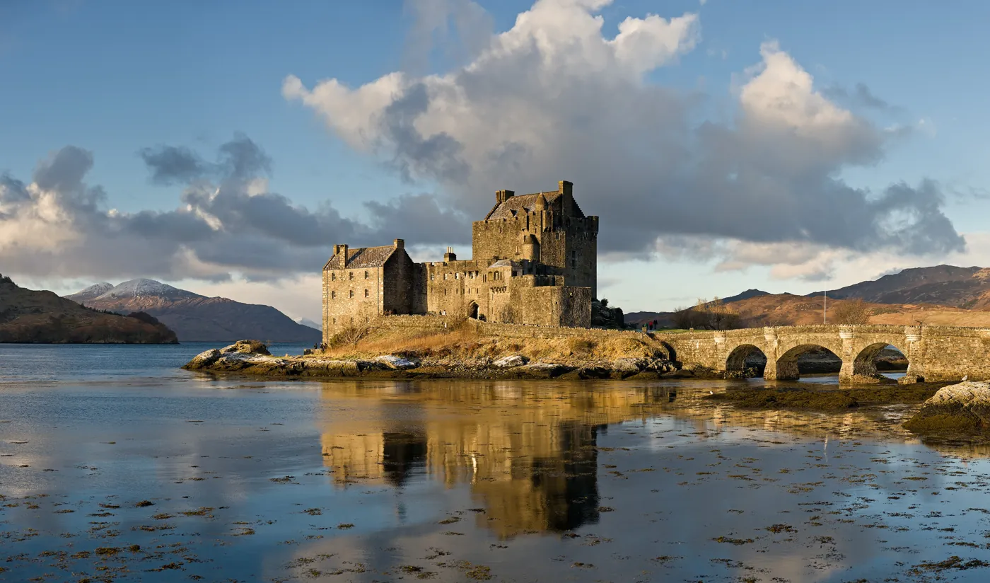 Eilean Donan Castle where three sea lochs meet, the most photographed castle in Scotland