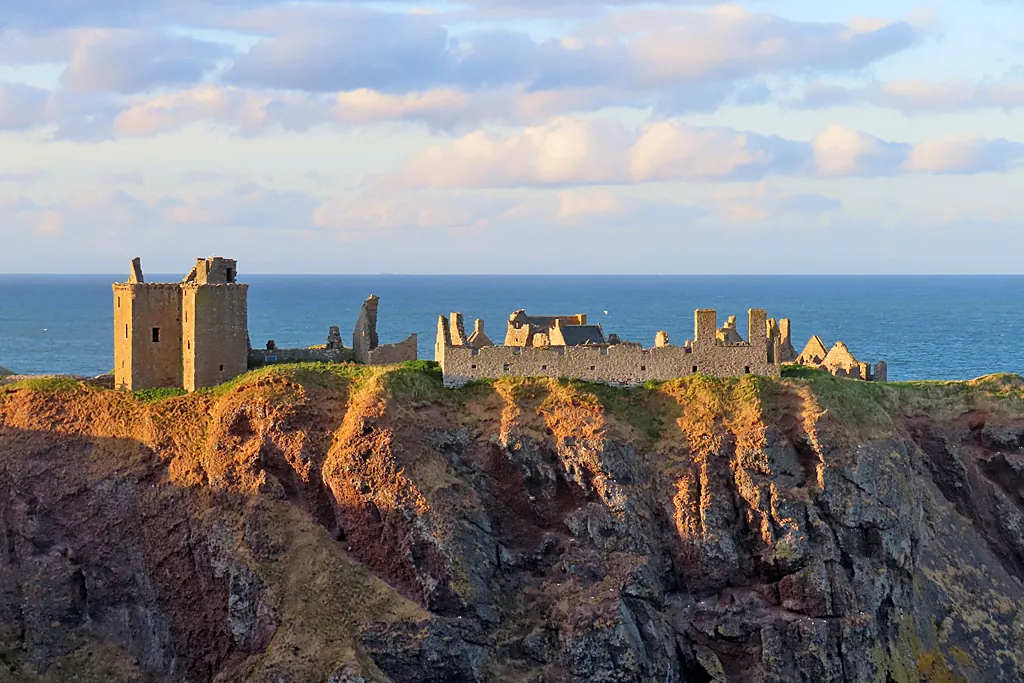 Dunnottar Castle on its cliff promontory near Stonehaven, Scotland's most dramatically sited castle ruin