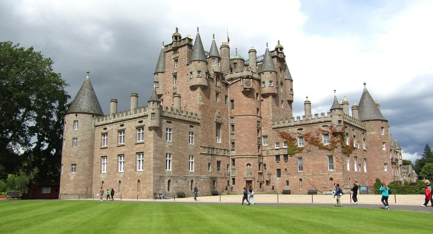 Glamis Castle in Angus, a medieval Scottish tower house grown into a grand family seat