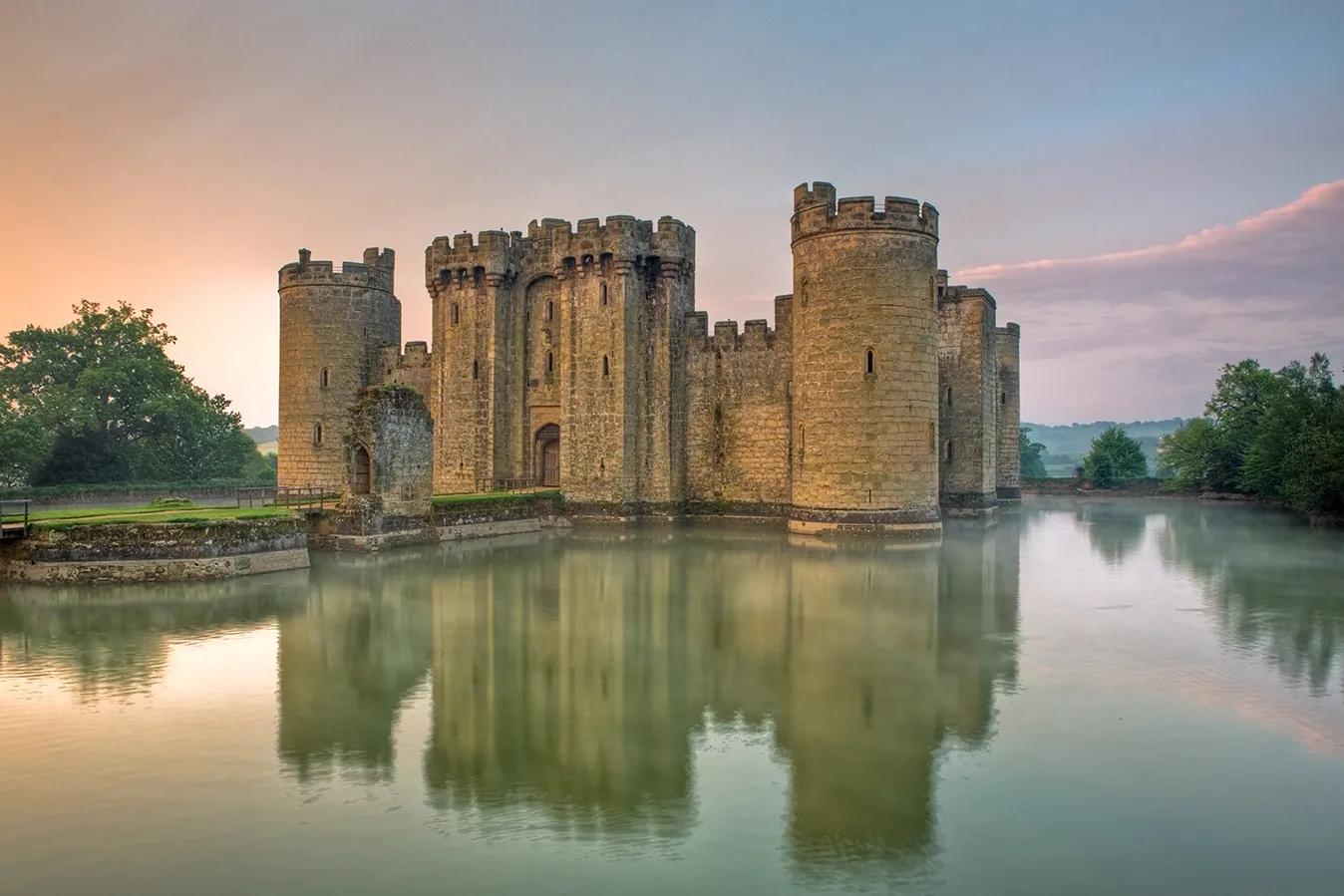 Bodiam Castle in East Sussex, the picture-book moated castle in England