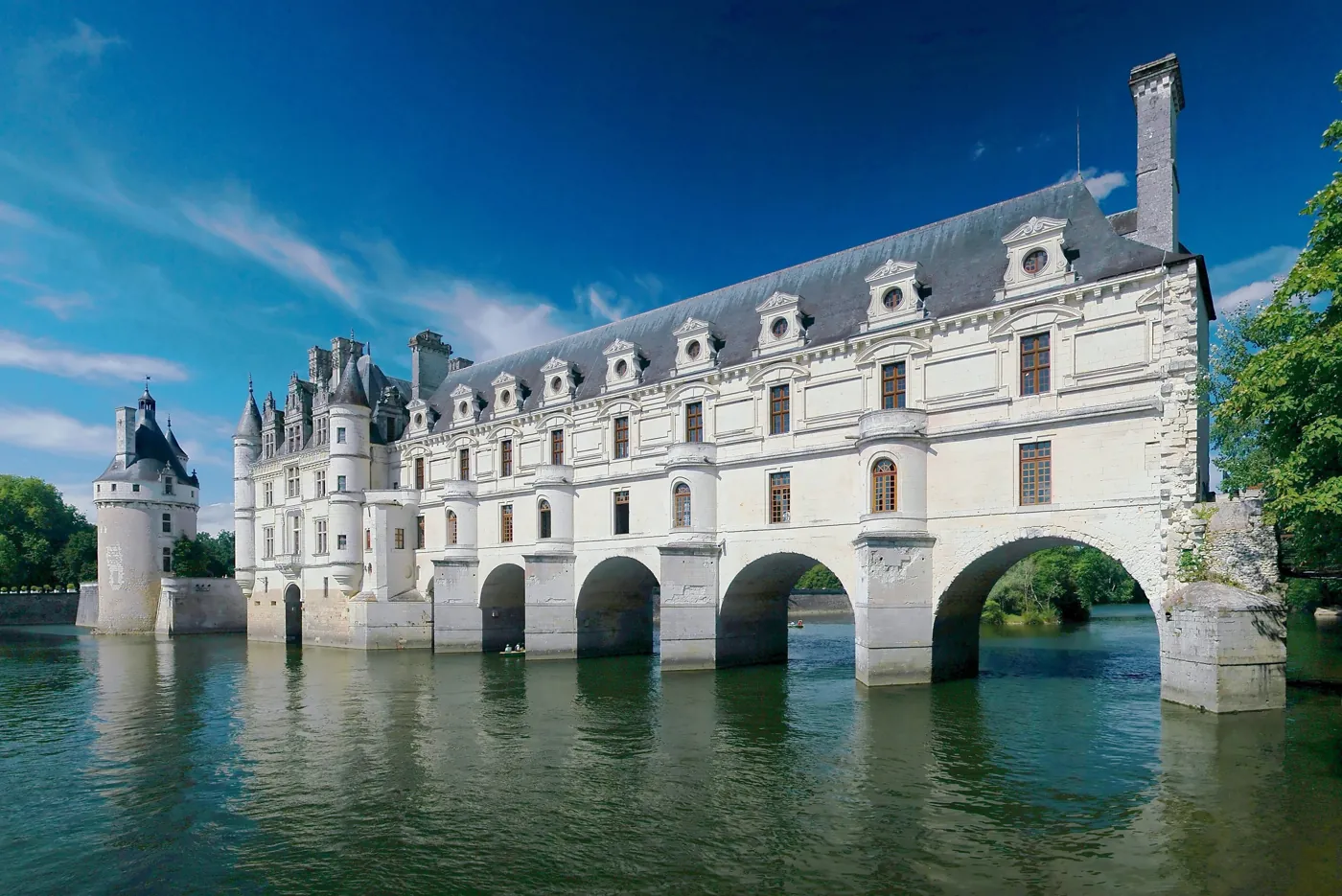 Chateau de Chenonceau arching across the River Cher, the ladies' chateau of the Loire