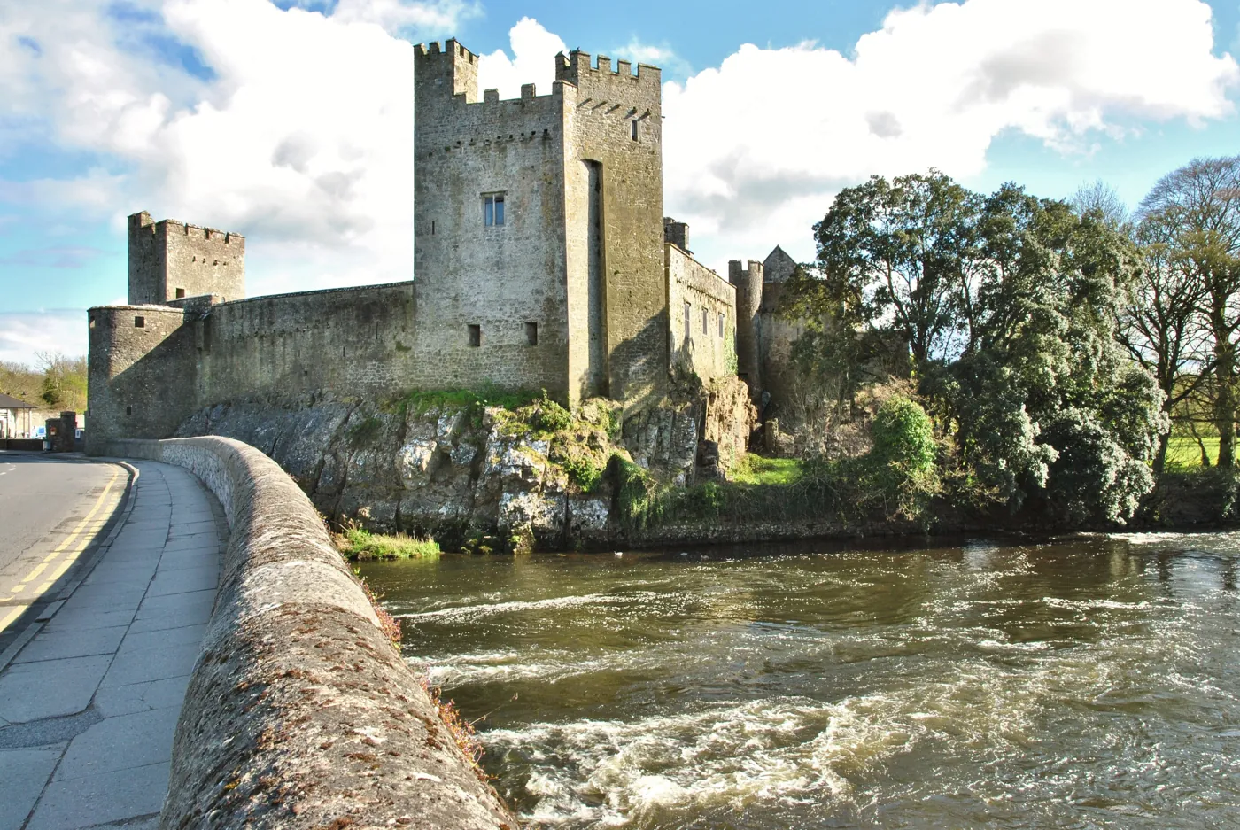 Cahir Castle on its island in the River Suir, one of the best-preserved castles in Ireland