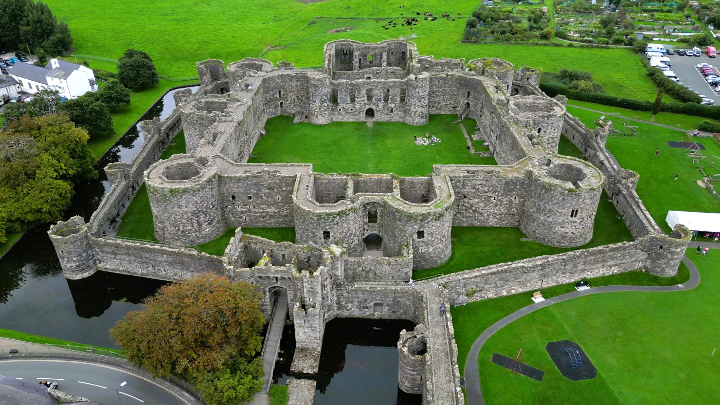 Beaumaris Castle on Anglesey, the most perfect concentric castle ever designed, left unfinished