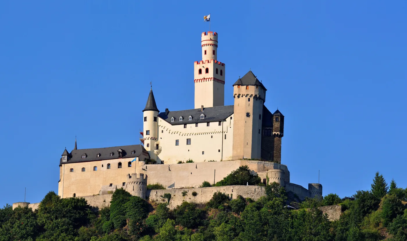 Marksburg above the Rhine at Braubach, the only Middle Rhine castle to survive the wars intact
