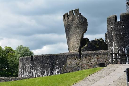 Caerphilly Castle's dramatically leaning south-east tower