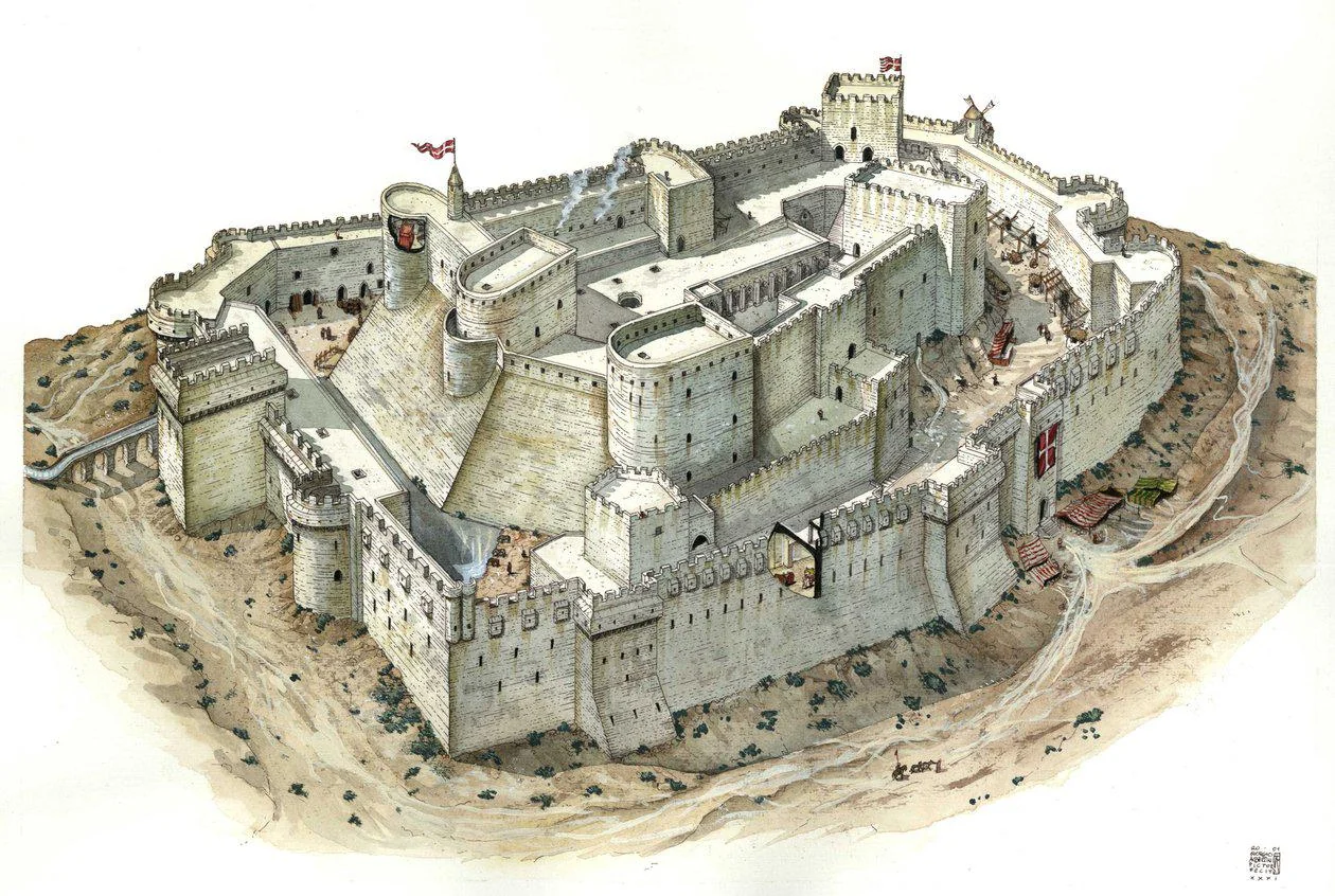 Krak des Chevaliers in Syria, the Crusader castle never taken by storm