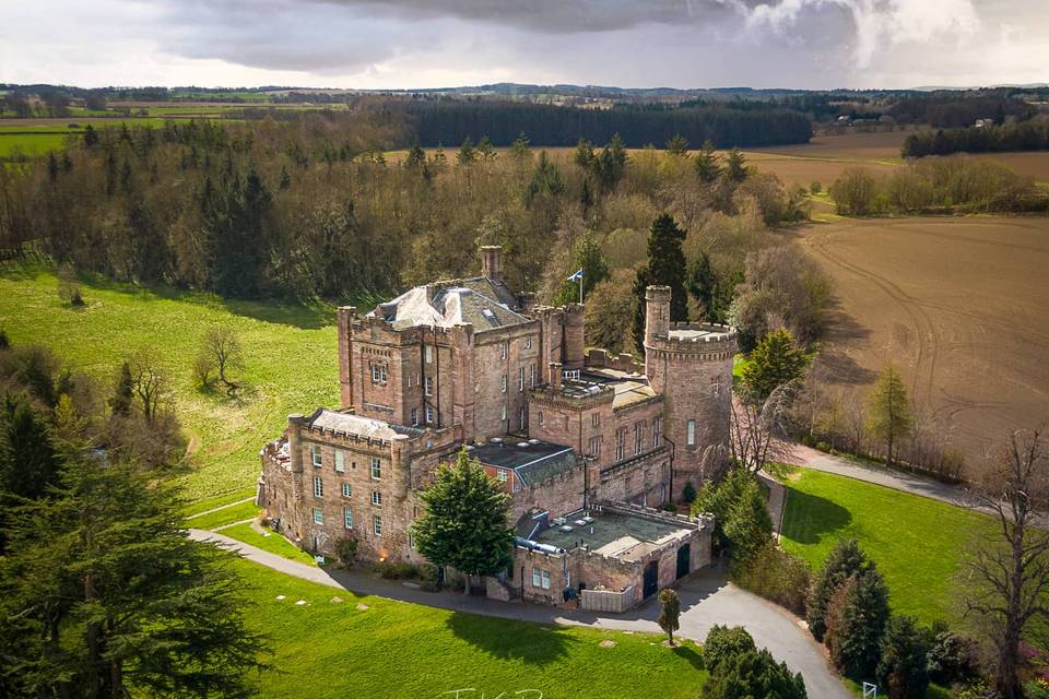 Dalhousie castle, aerial view